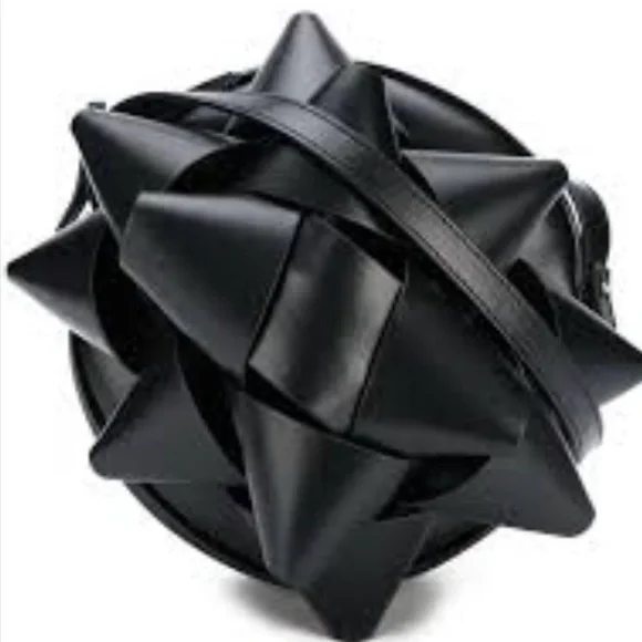 ♠️sold 🎀 MM6 MAISON MARGIELA BOW CROSSBODY black leather shoulder BAG - Picture 2 of 8